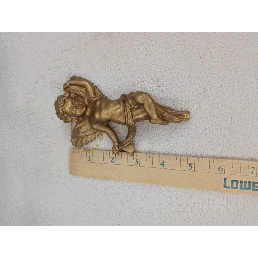 Angel Figurines Set of 2 Gold & Red Harp Hanging Christmas Holiday Decor‎